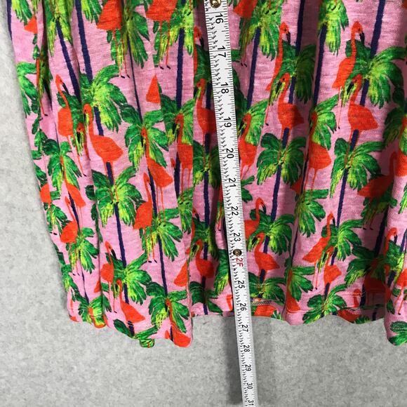 Bouffants and Broken Hearts Top Womens‎ Large Tank Linen Flamingo Tropical Flowy - Picture 6 of 9